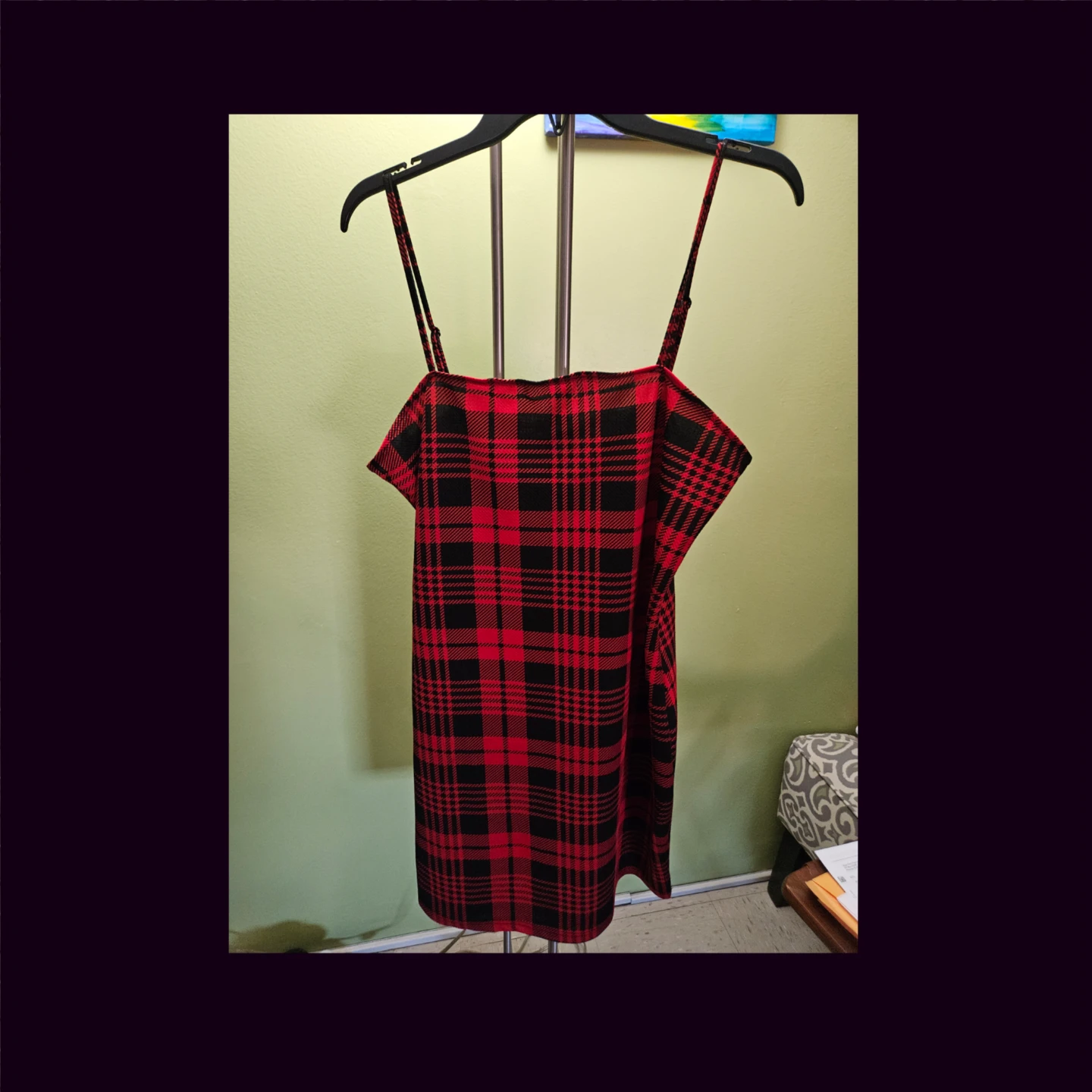 Red and Black Plaid Mini Dress