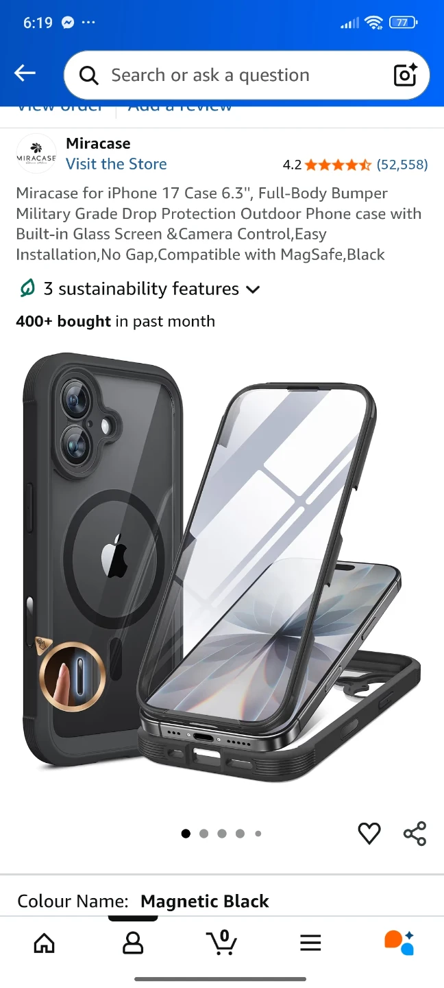 Miracase for iPhone 17 Case 6.3" Magnetic Black