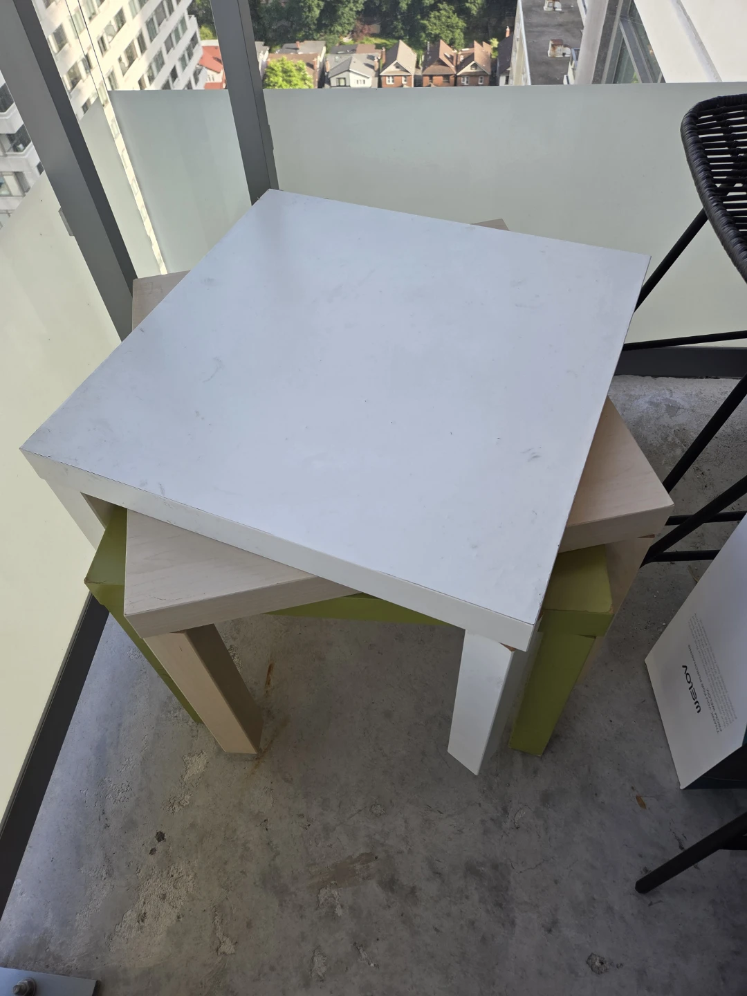 Set of 3 Nesting Side Tables (White, Wood, Green) - photo 2