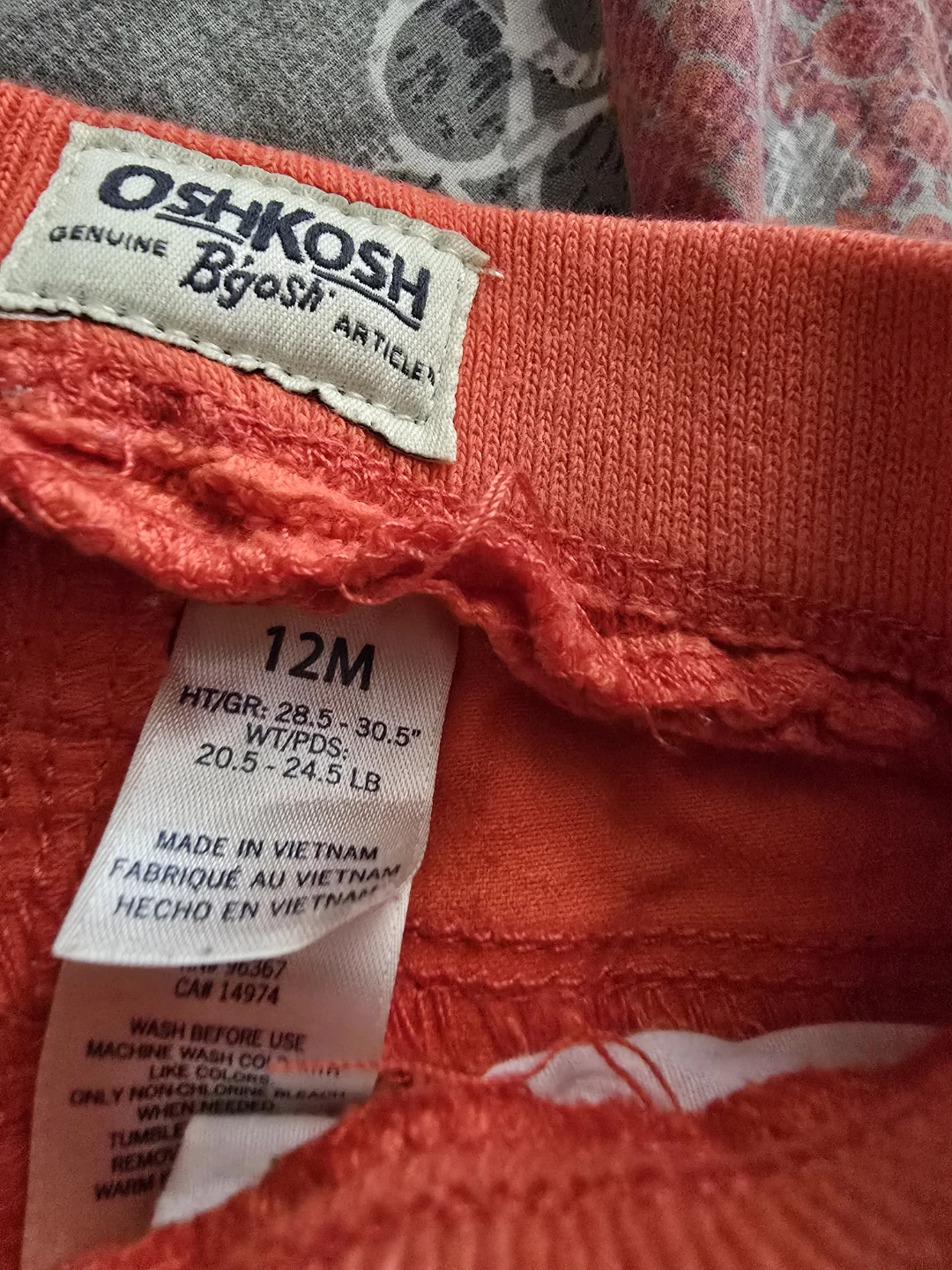 ⚽️ OshKosh B'gosh Orange Pants Size 12M - photo 2