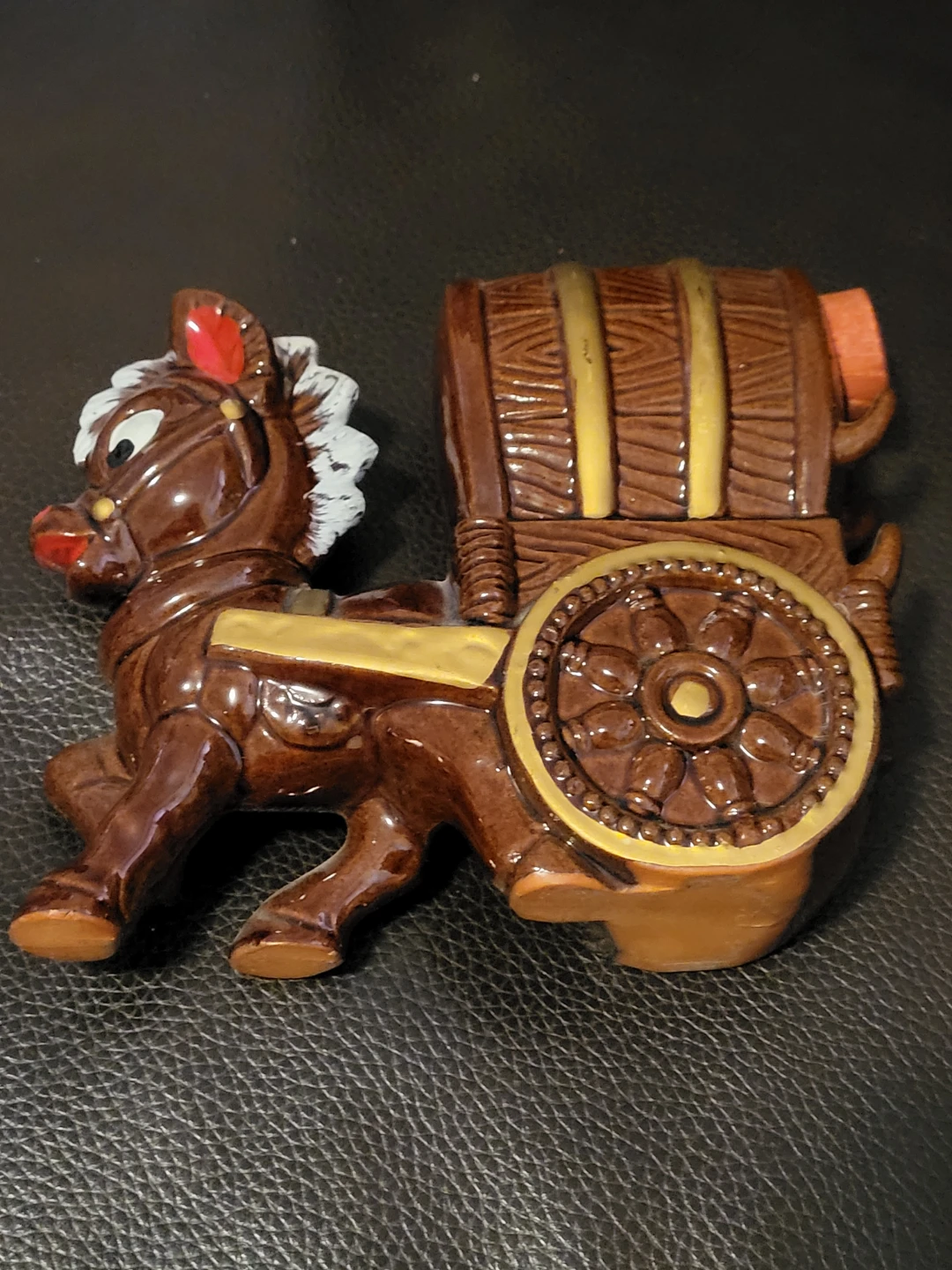Horse and Barrel Wagon Figurine