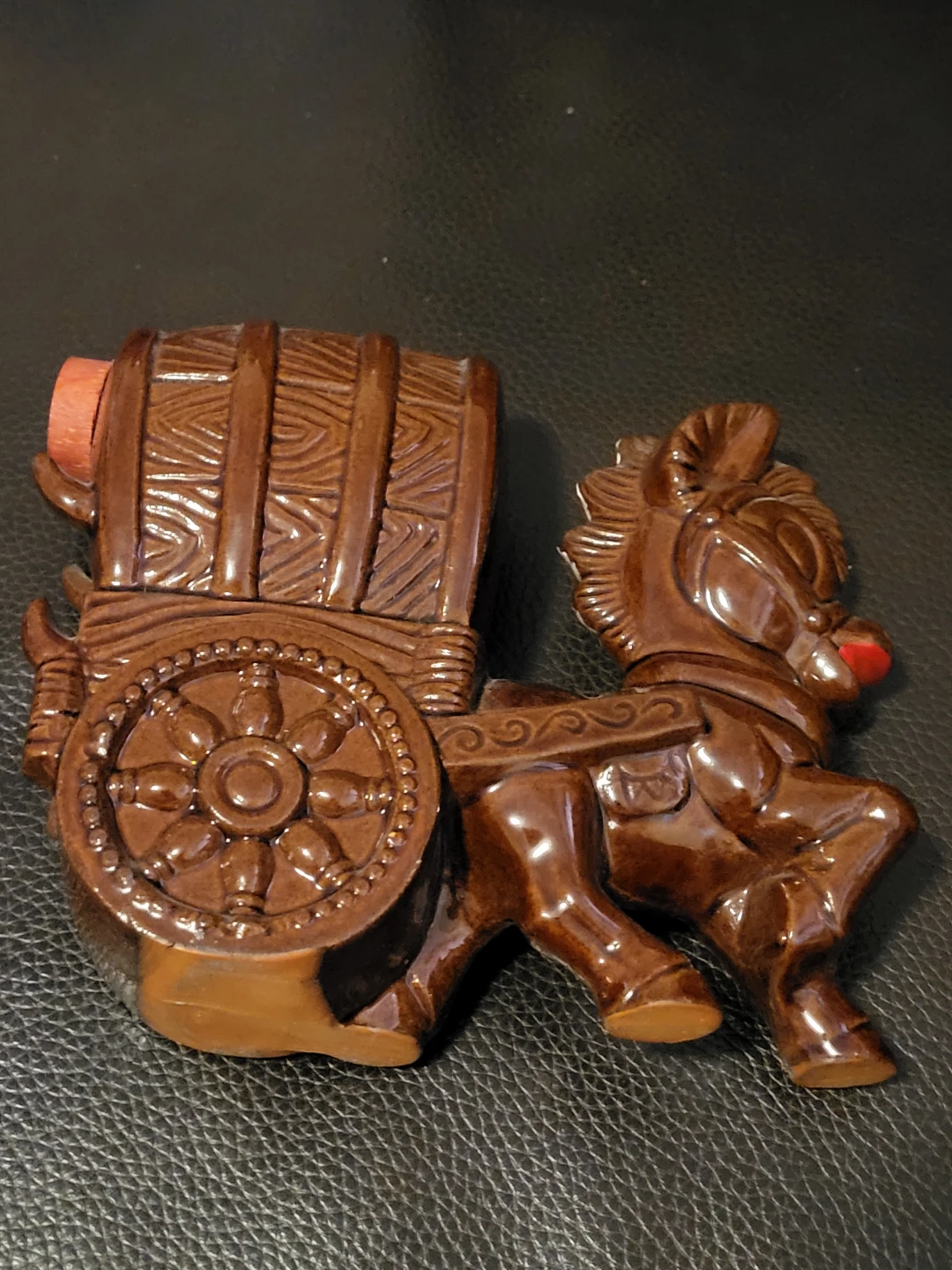 Horse and Barrel Wagon Figurine - photo 2