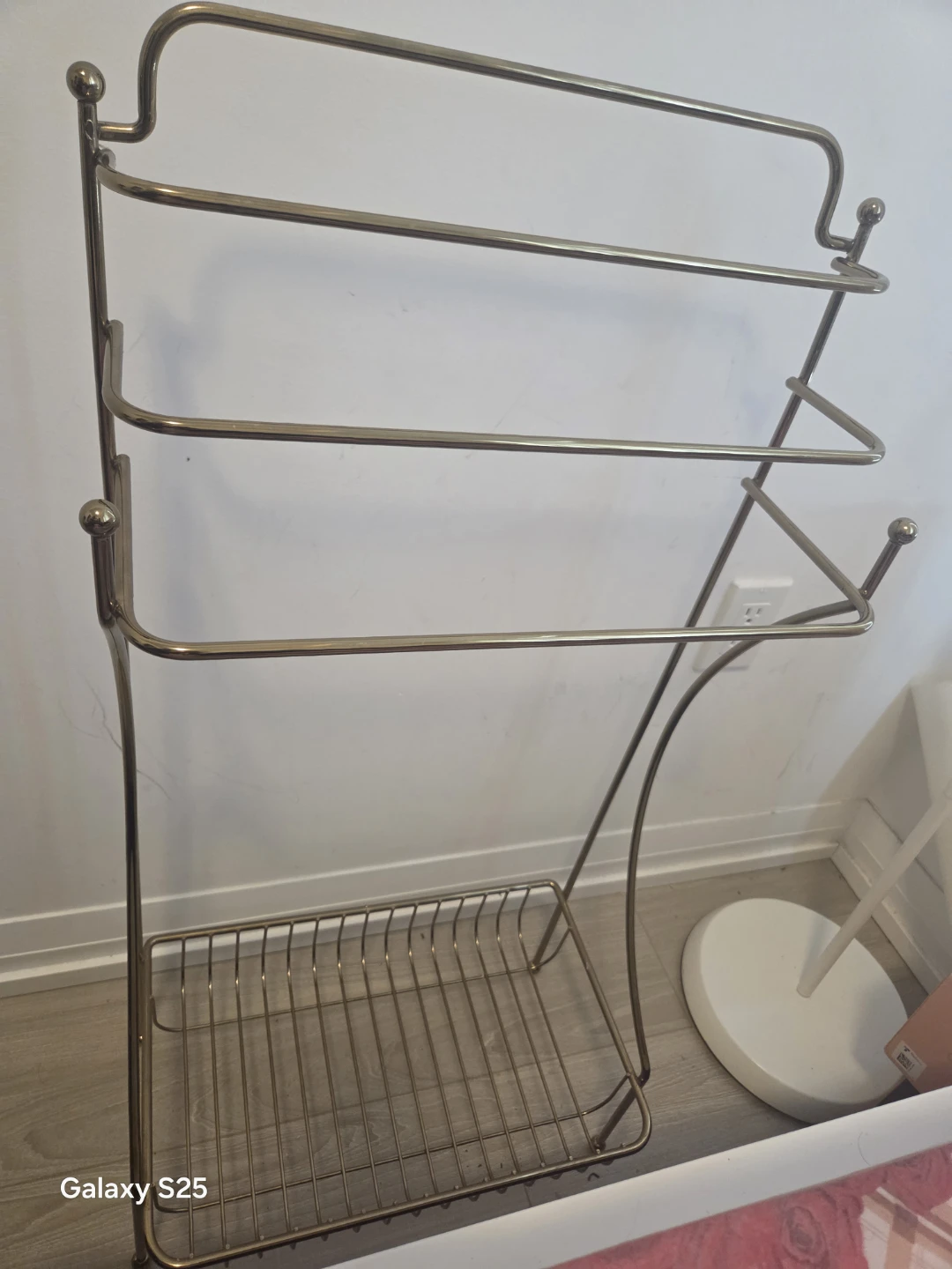 Brass Towel Rack with Shelf