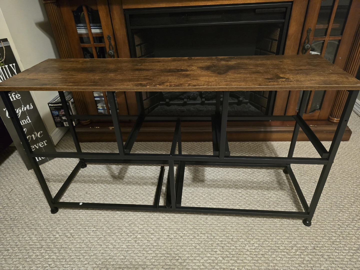 Rustic Fake Wood Top TV Stand Metal Frame - photo 2