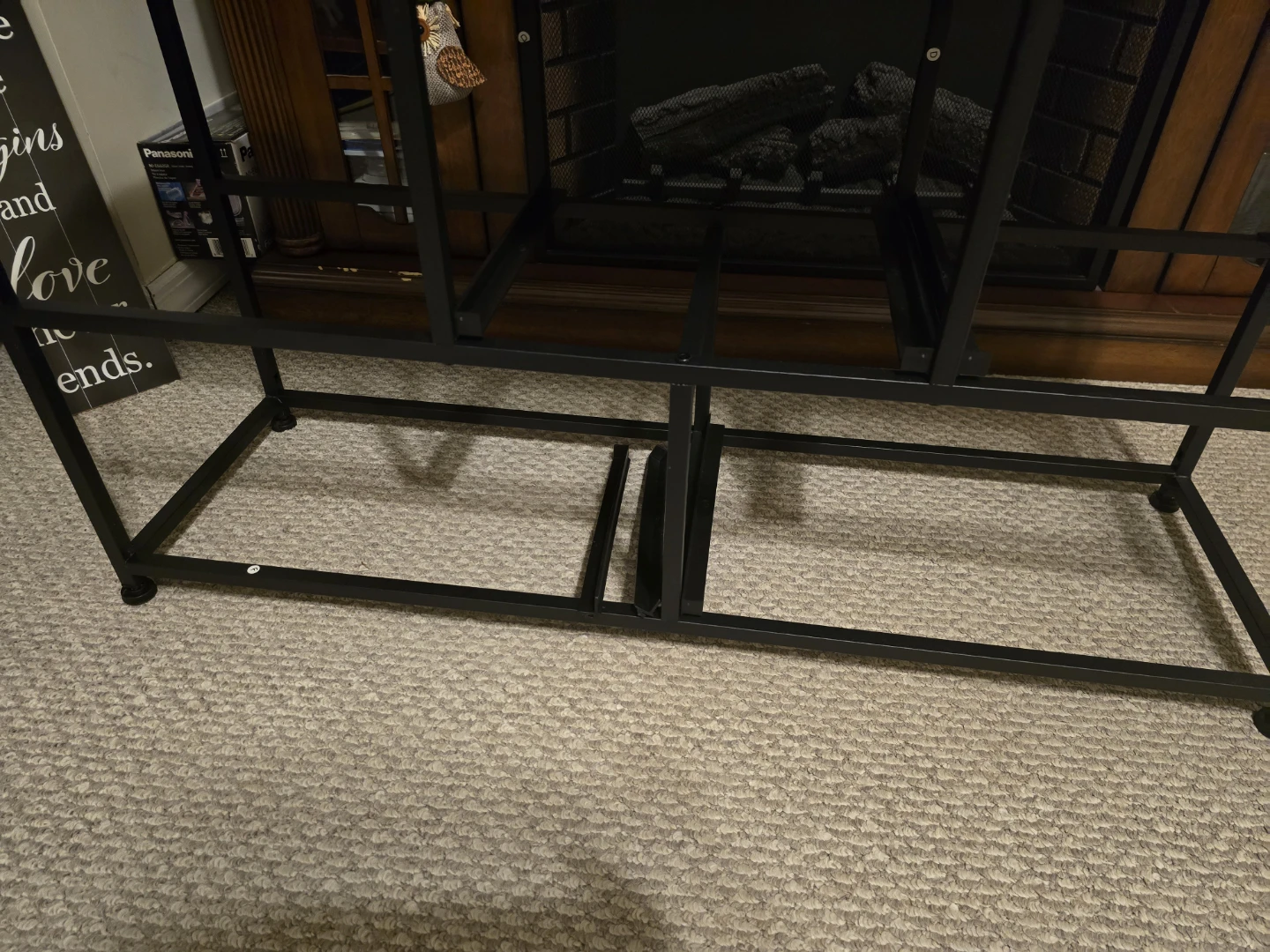 Rustic Fake Wood Top TV Stand Metal Frame - photo 3