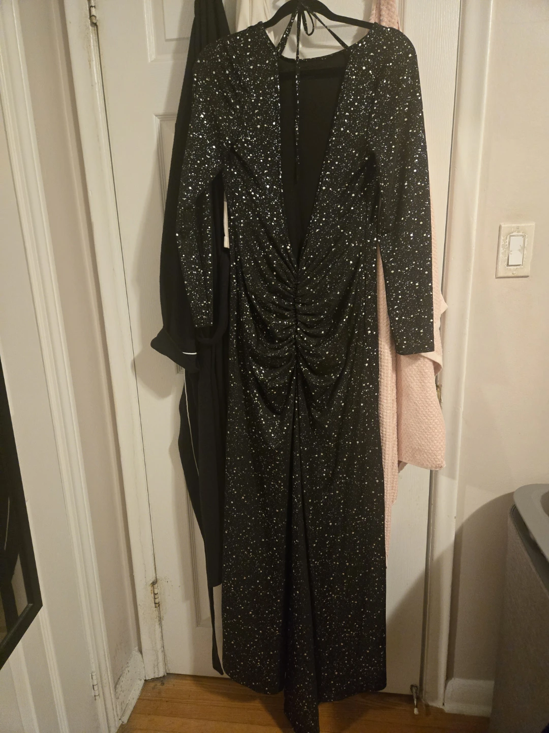 Sparkly Black Long Sleeve Maxi Dress