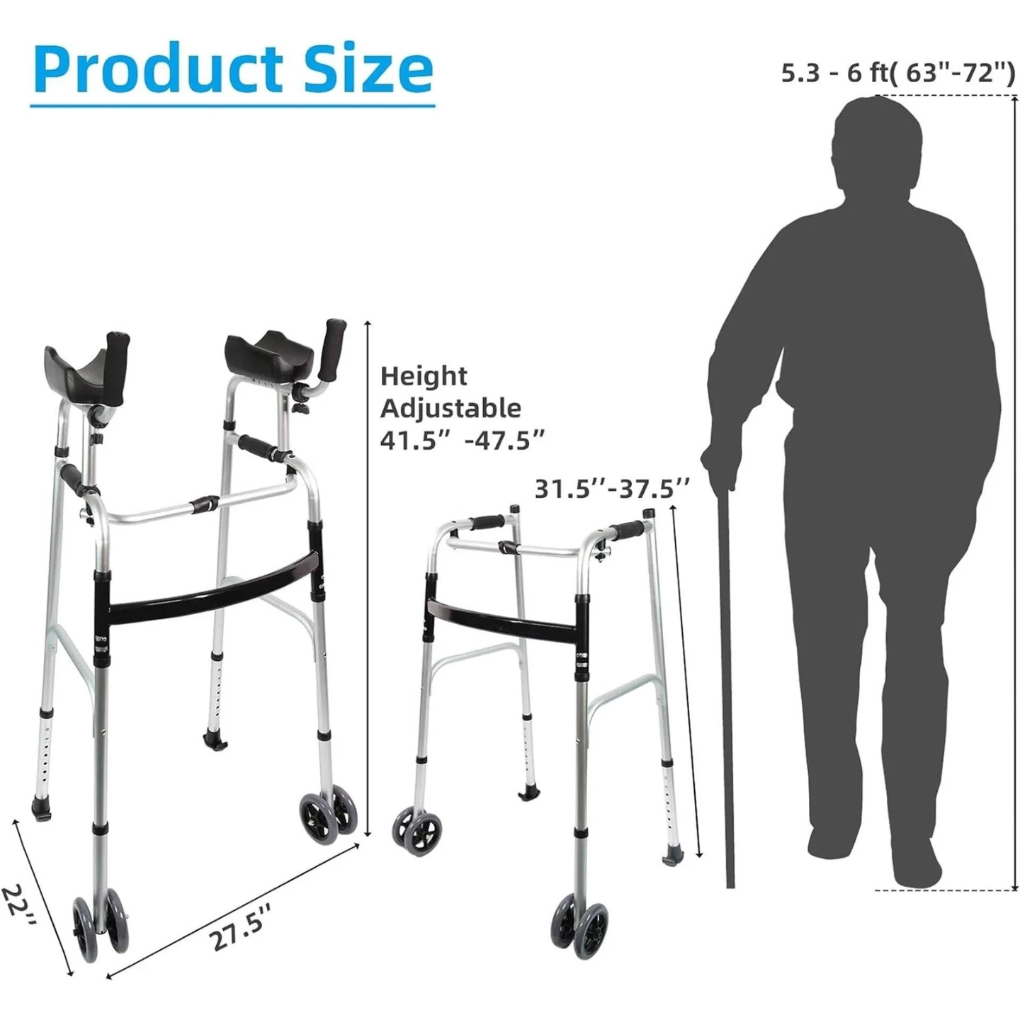 Adjustable Walker with Wheels - photo 2