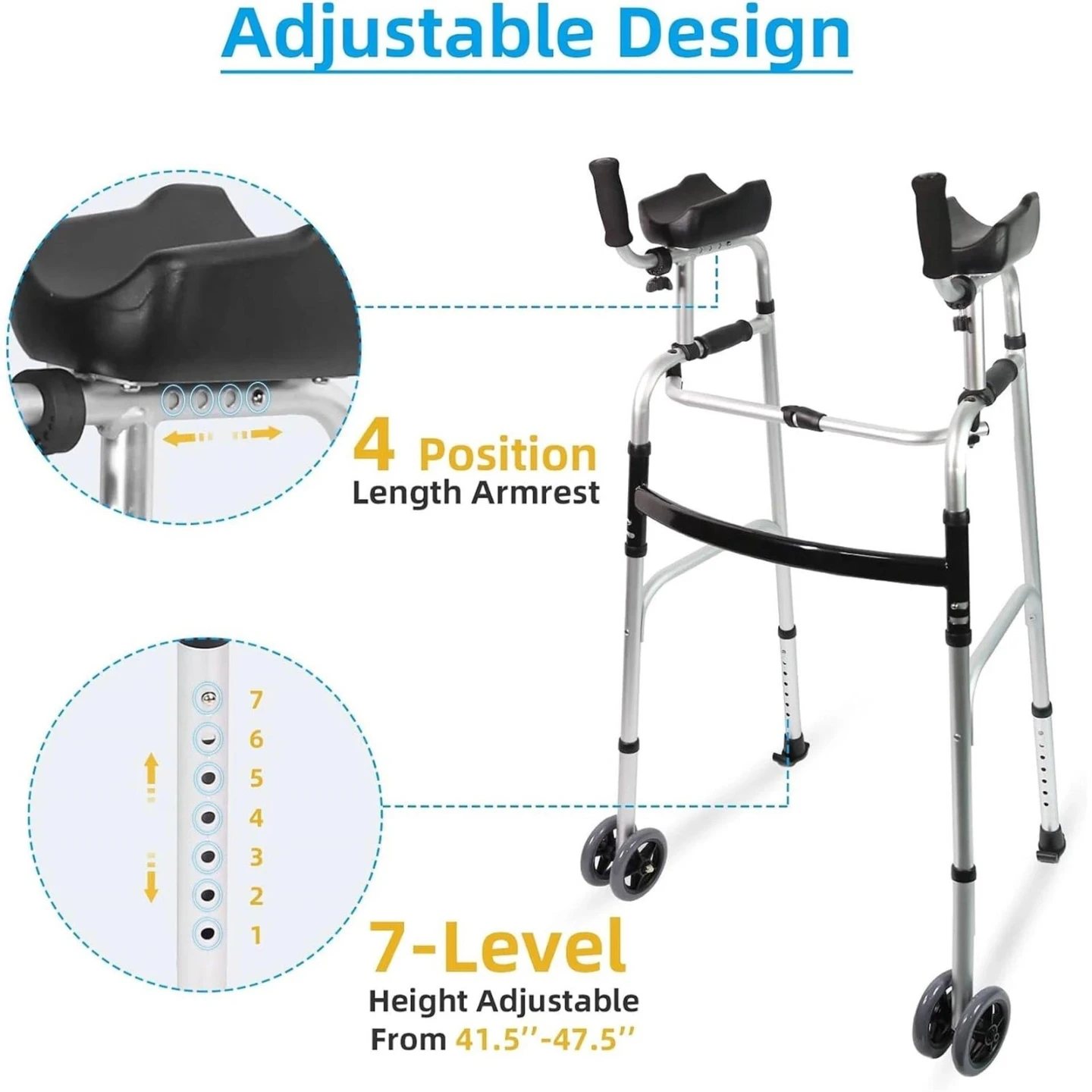 Adjustable Walker with Wheels - photo 3