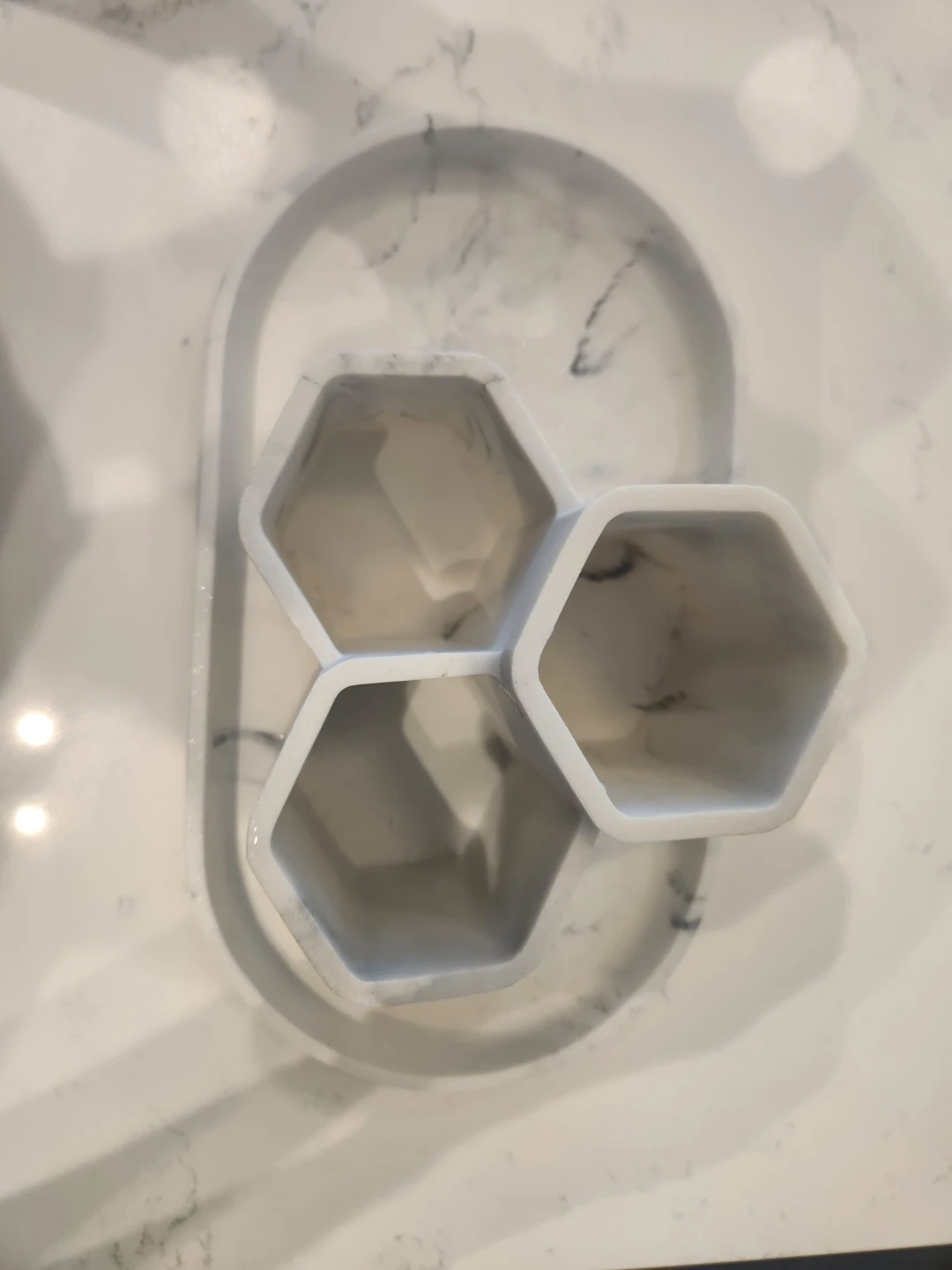 Marble Effect Organizer Tray and Holder Set For bathroom