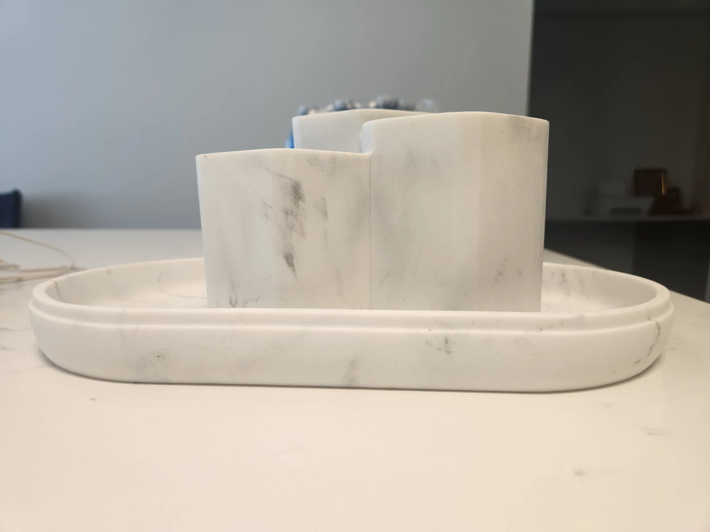 Marble Effect Organizer Tray and Holder Set For bathroom - photo 2