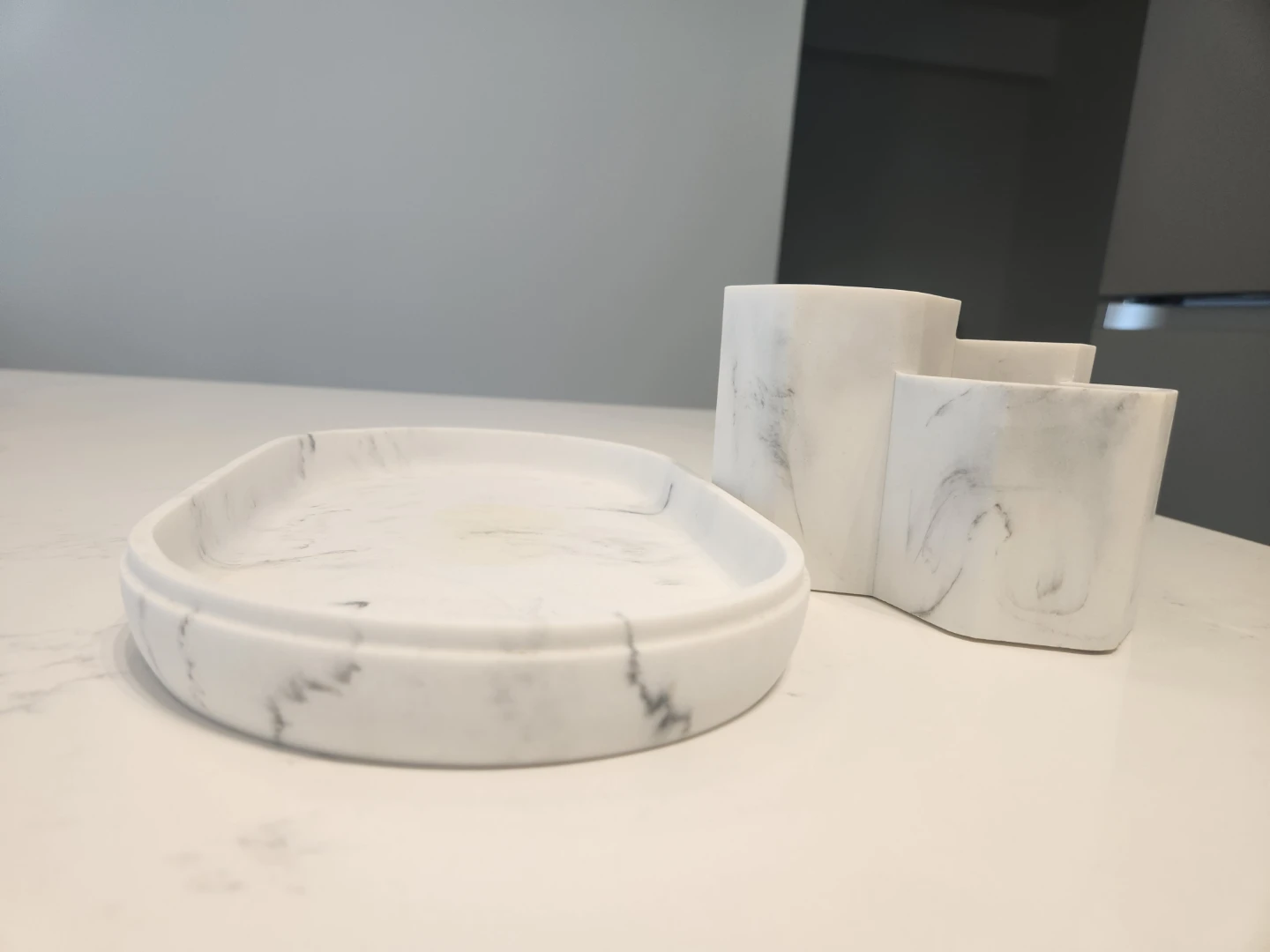 Marble Effect Organizer Tray and Holder Set For bathroom - photo 4