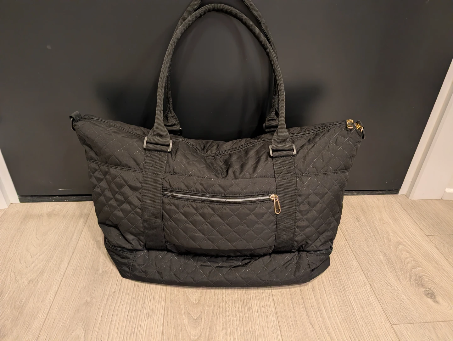Quilted Black Duffel Bag