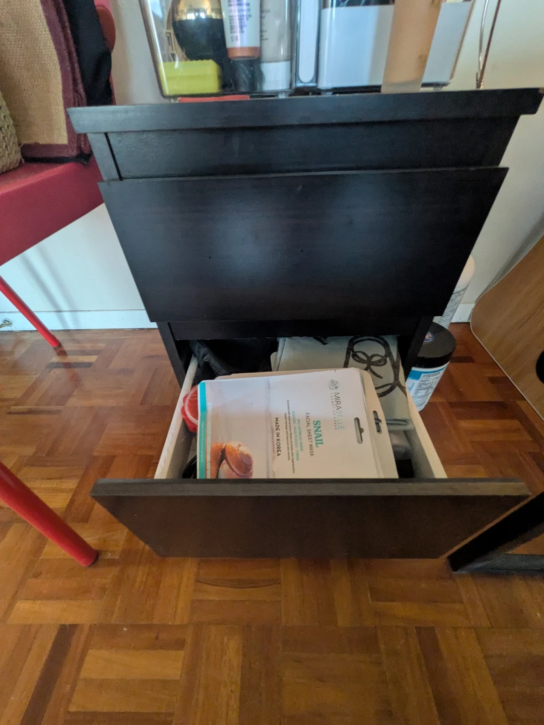 Dark Wood Two-Drawer Nightstand - photo 3
