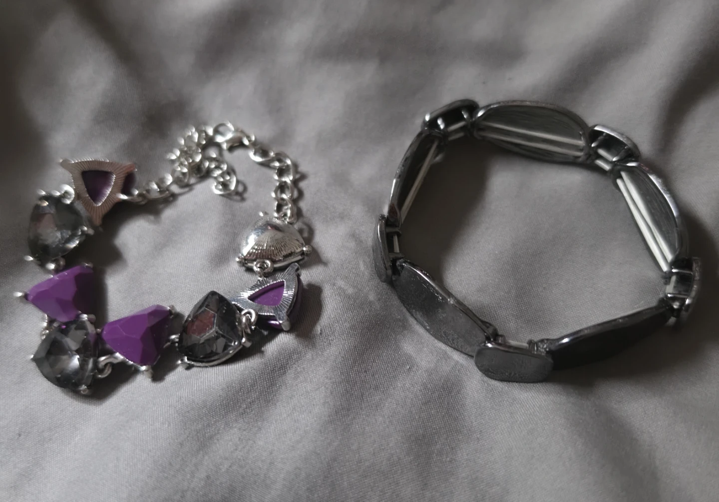 Purple and Gray Gemstone Bracelet Set