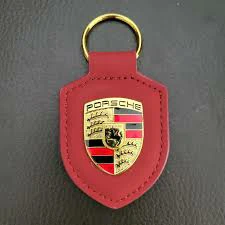 Porsche Keychain Key Chain leather metal color colour crest - photo 3
