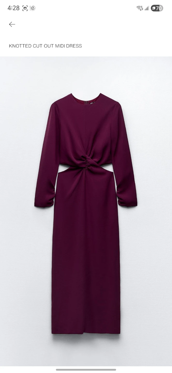 Zara Knotted Cut Out Midi Dress - XS