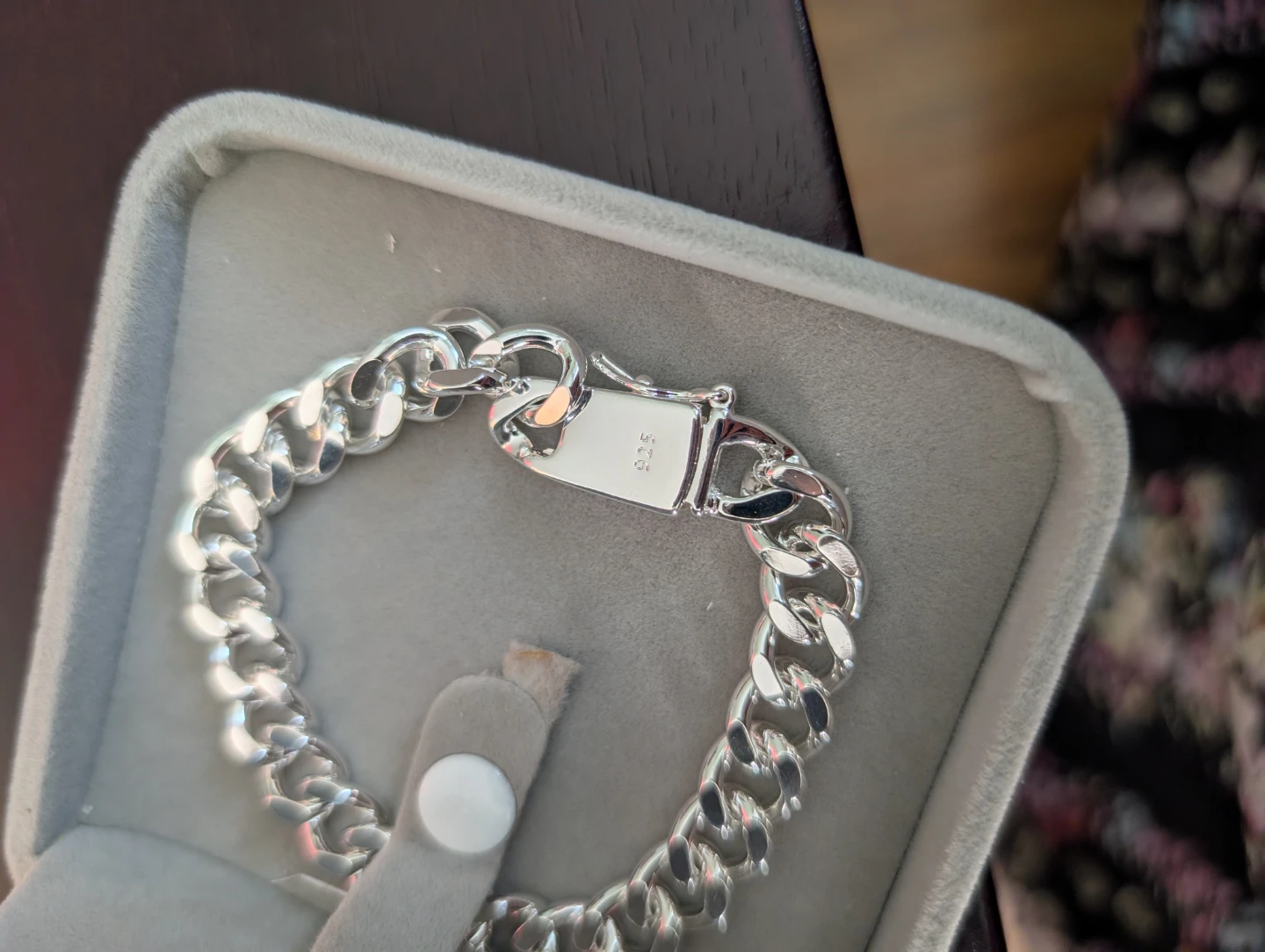 S925 Silver Curb Chain Bracelet in Box - photo 3