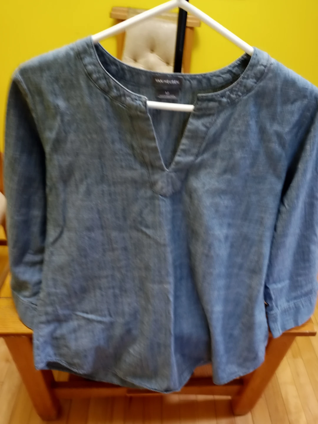 Van Heusen Women's Blue Chambray Tunic Top Size M