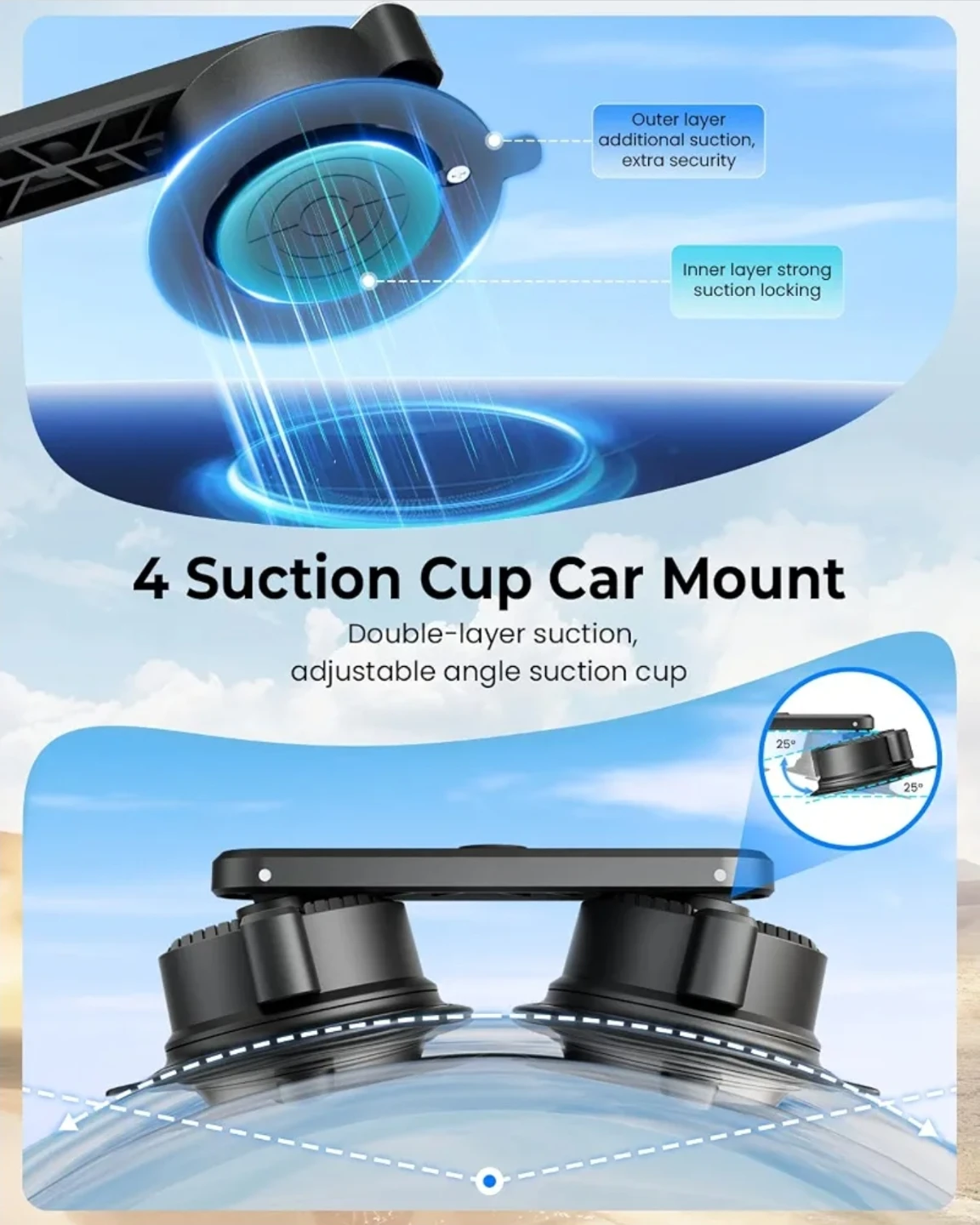 MAOSTECH Suction Cup Mount with Selfie Stick - photo 2