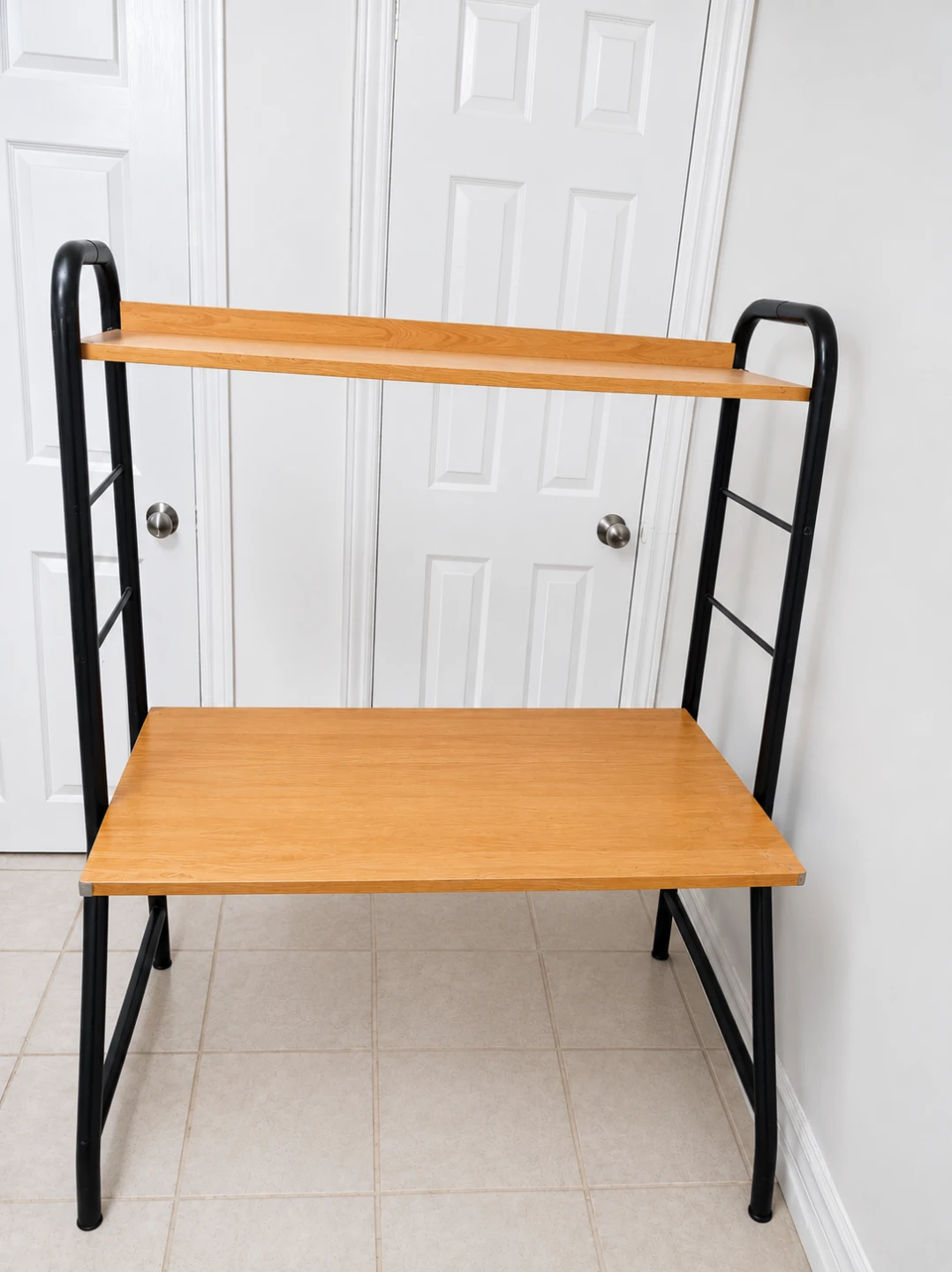Wooden Top Shelf Unit with Black Metal Frame