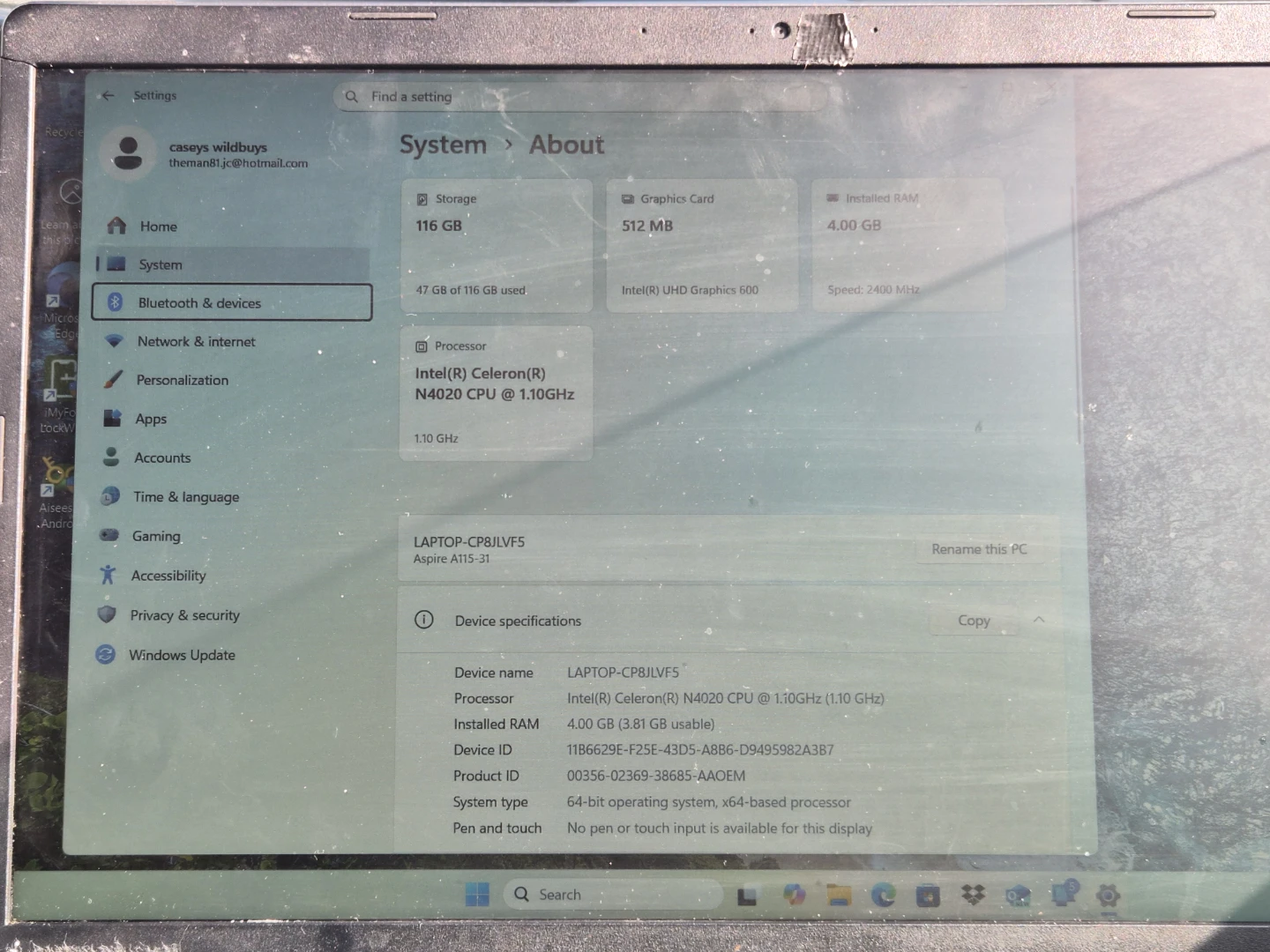 Acer Aspire Laptop CP8JLVF5