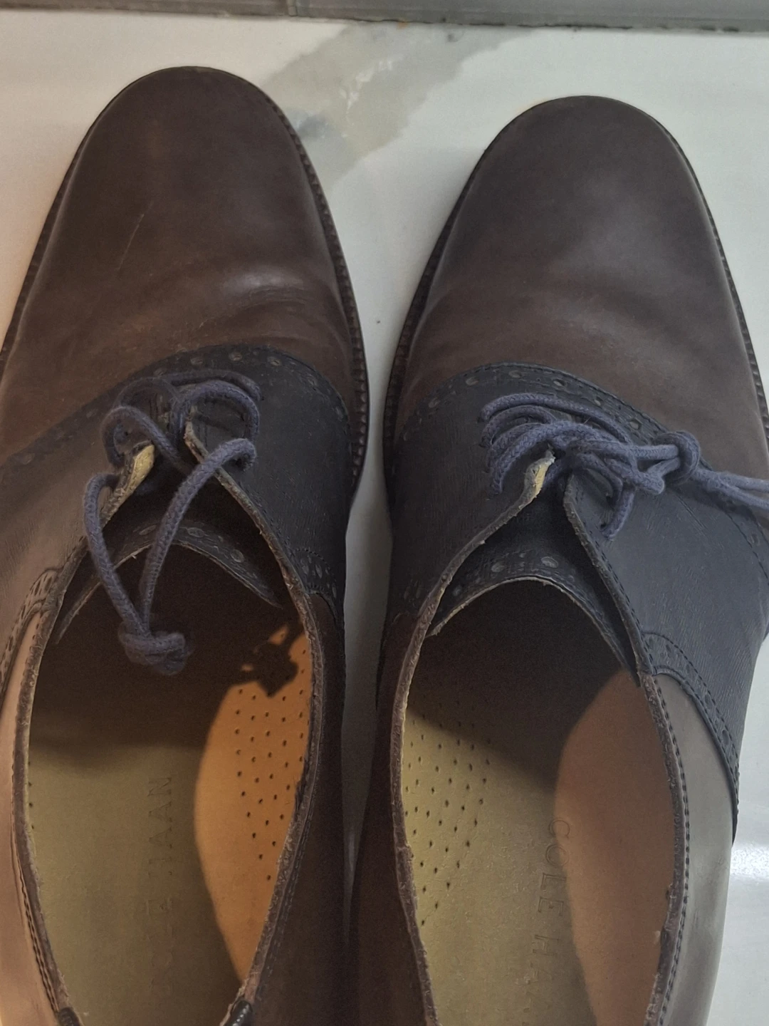 Cole Haan Men's Saddle Shoes Brown/Navy Size 7.5