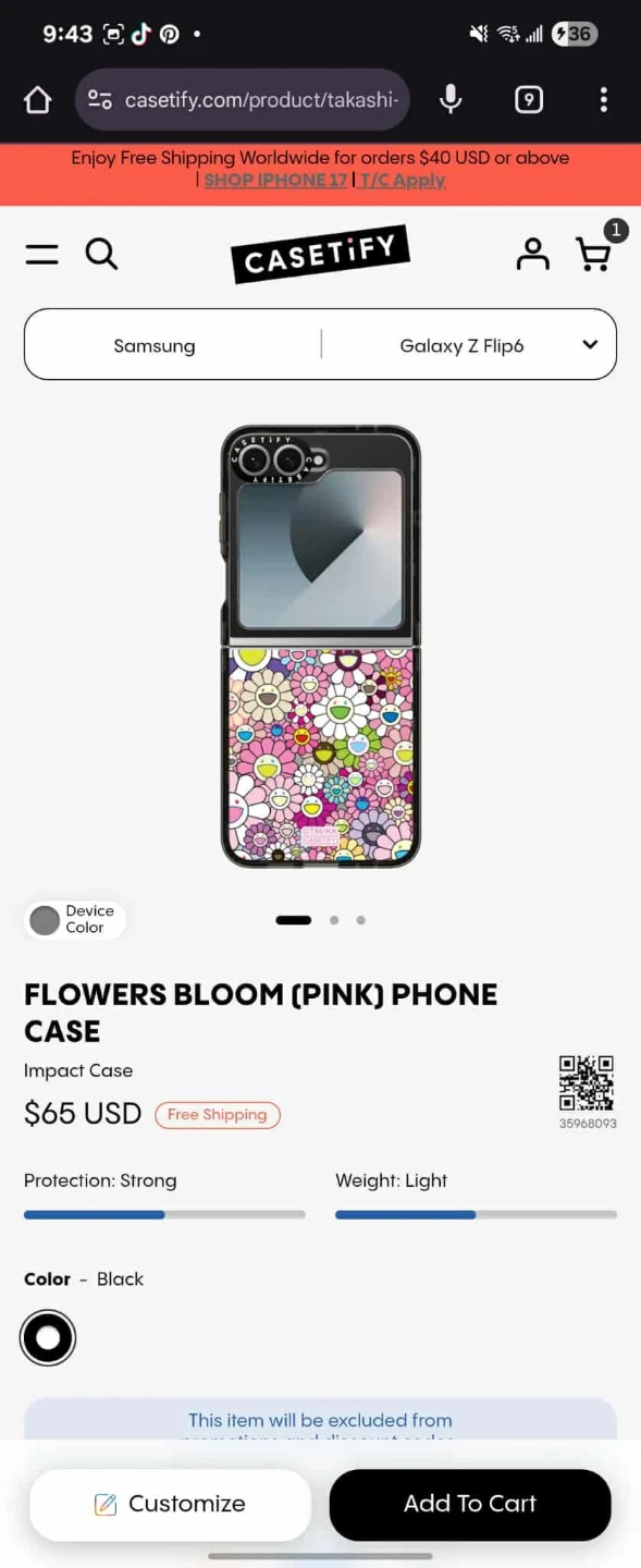 Casetify Murakami (Pink) Impact Case for Galaxy Z Flip6