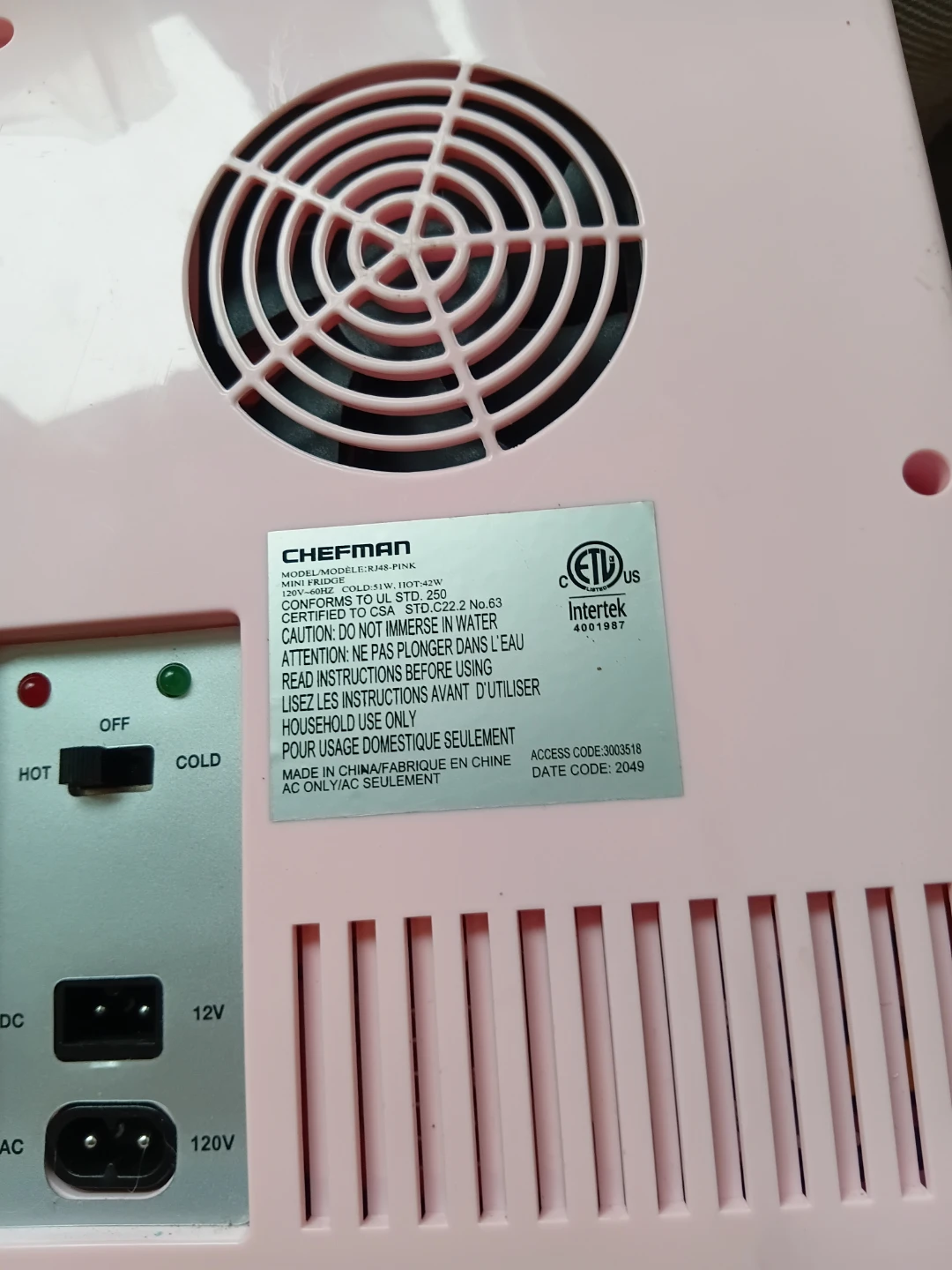 Chefman Pink Mini Fridge