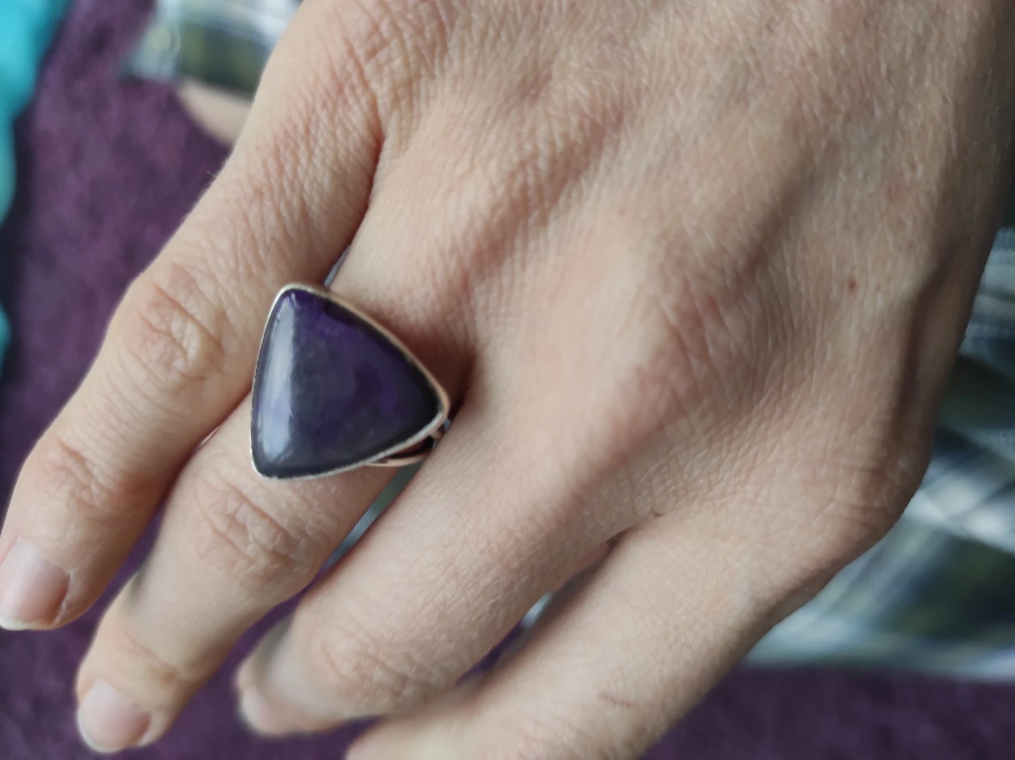 Rare Silver Sugalite Gemstone Ring - photo 3