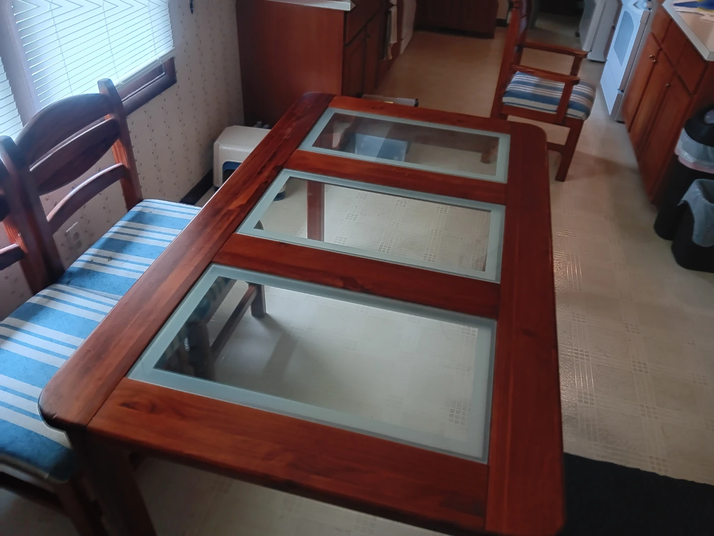 Wooden Dining Table with Glass Inserts - photo 2