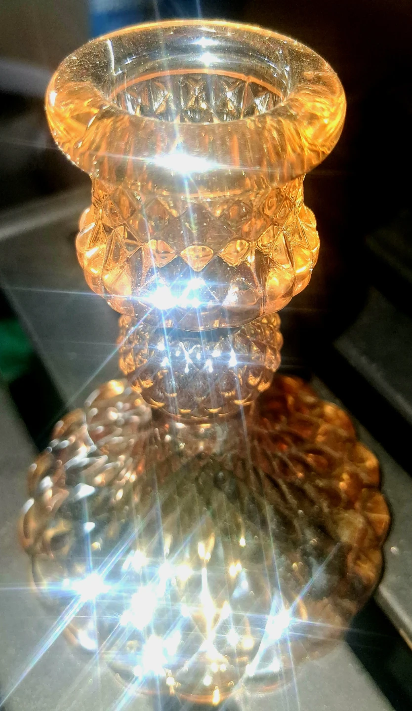 Amber Glass Candlestick Holder