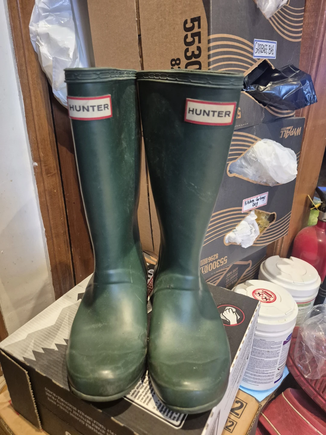 Kids Hunter Green Rubber Boots