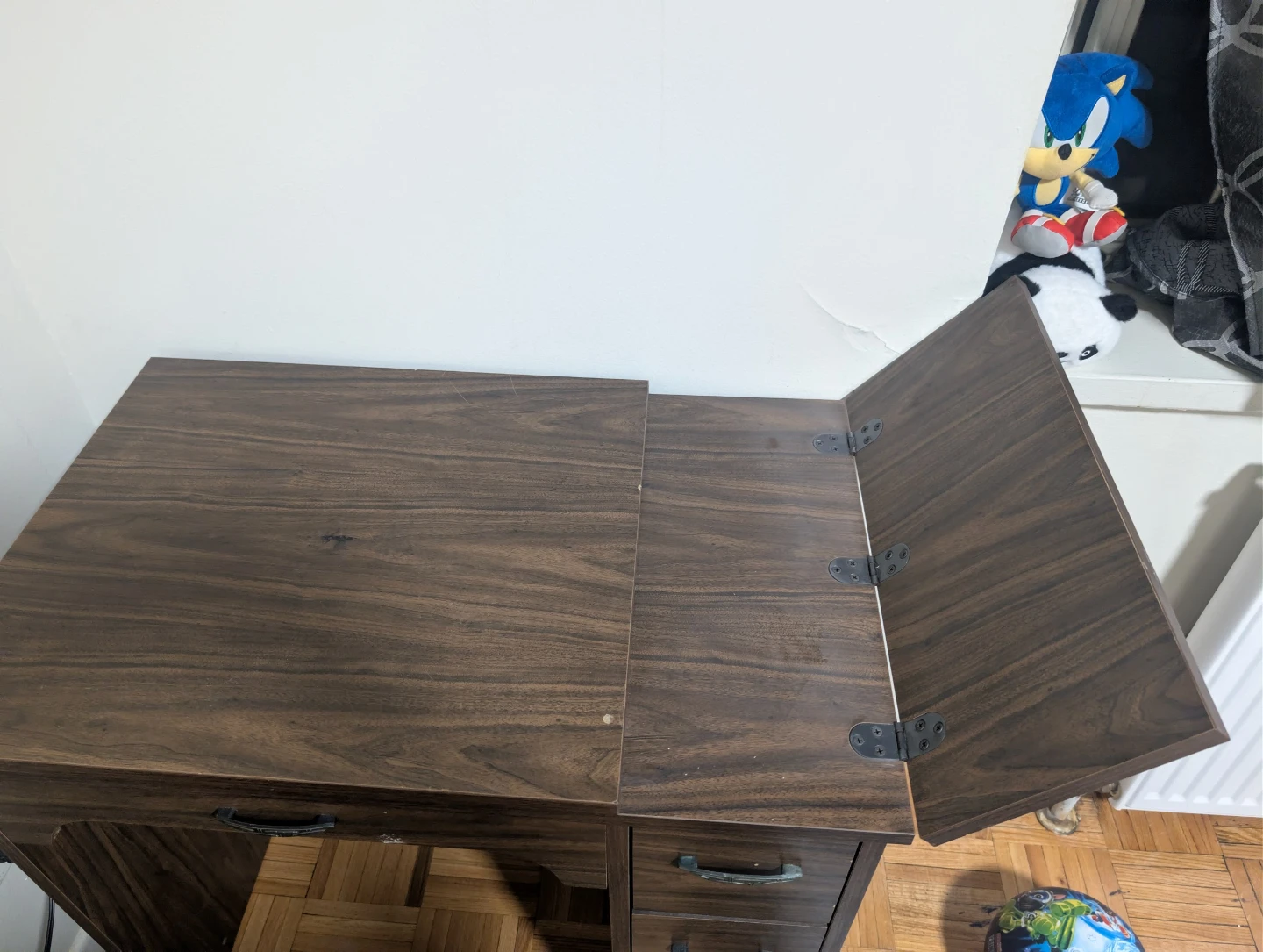 Dark Wood Flip-Top Desk with Drawers - photo 2