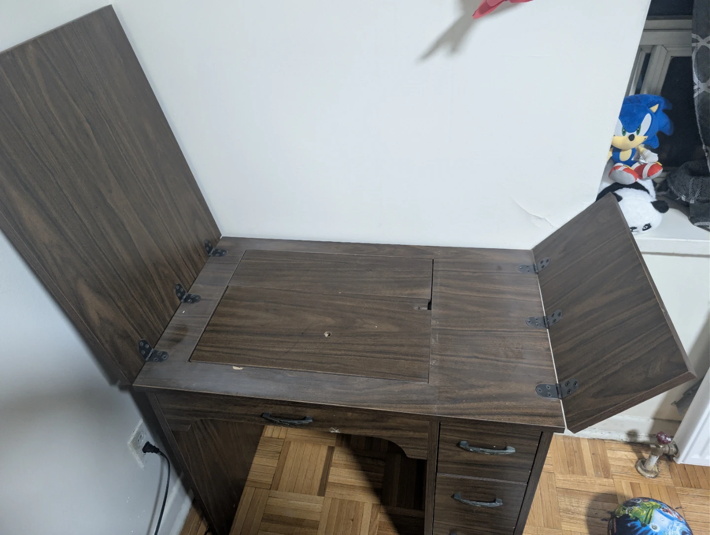 Dark Wood Flip-Top Desk with Drawers - photo 3