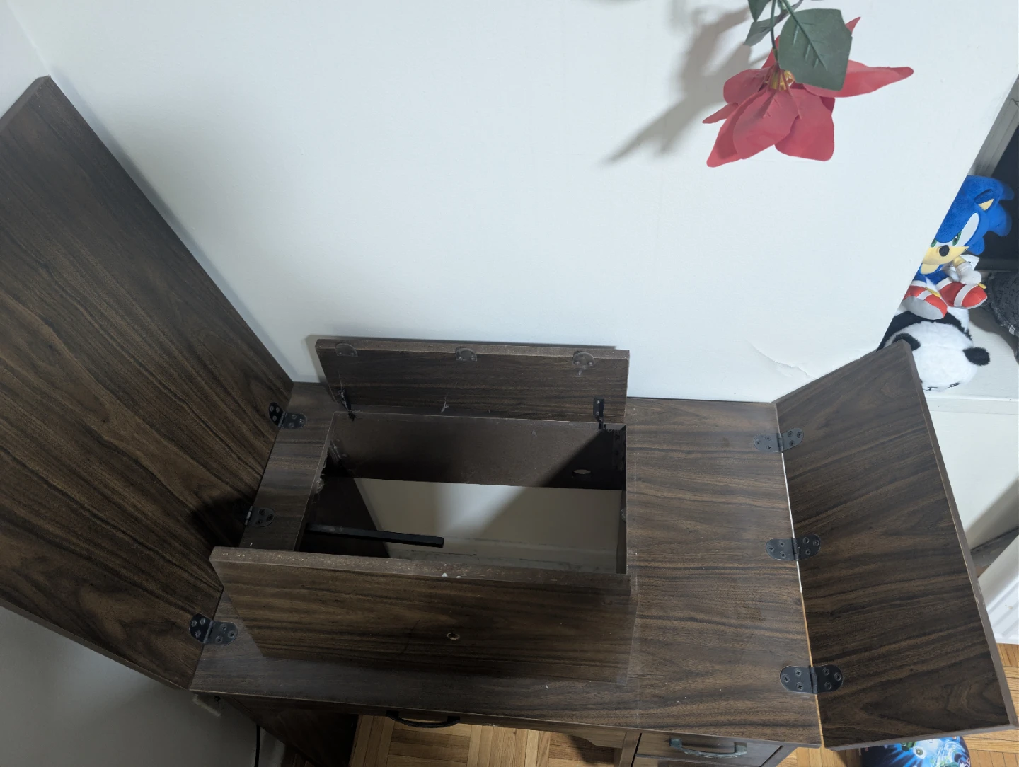 Dark Wood Flip-Top Desk with Drawers - photo 5