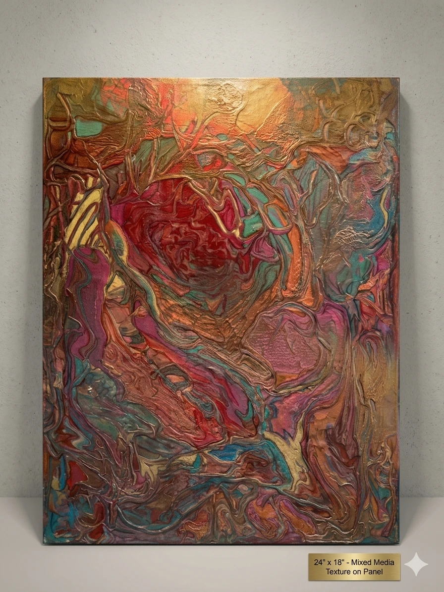 Mixed Media Textured Art Panel 24" x 18"