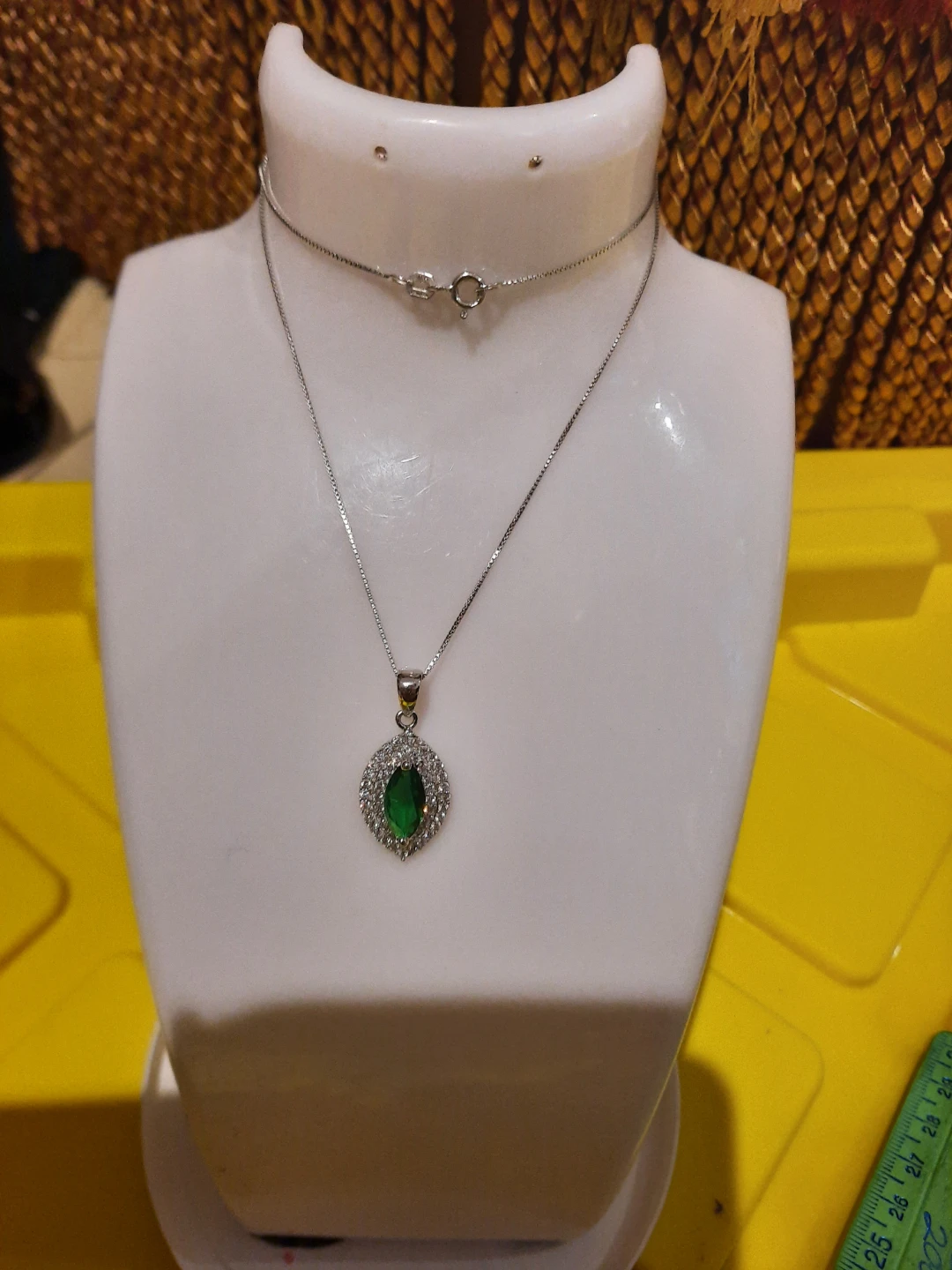CZ Marquise Emerald CZ Necklace  Solid sterling silver
