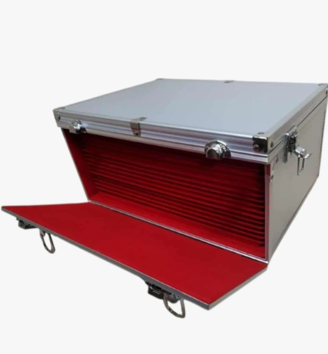 Aluminum coin collection case with red interior (NEW) - photo 4
