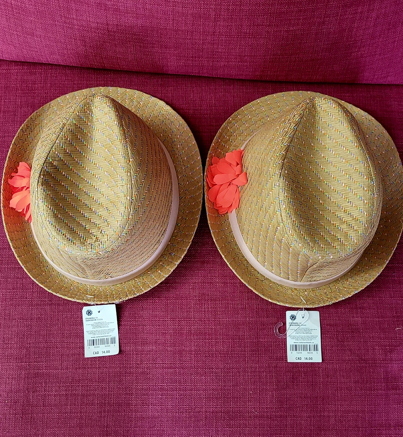 OshKosh B'gosh Straw Hats - Size 7-12 (2 hats)