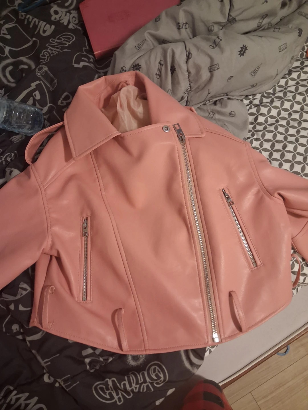 Pink Faux Leather Moto Jacket - photo 2