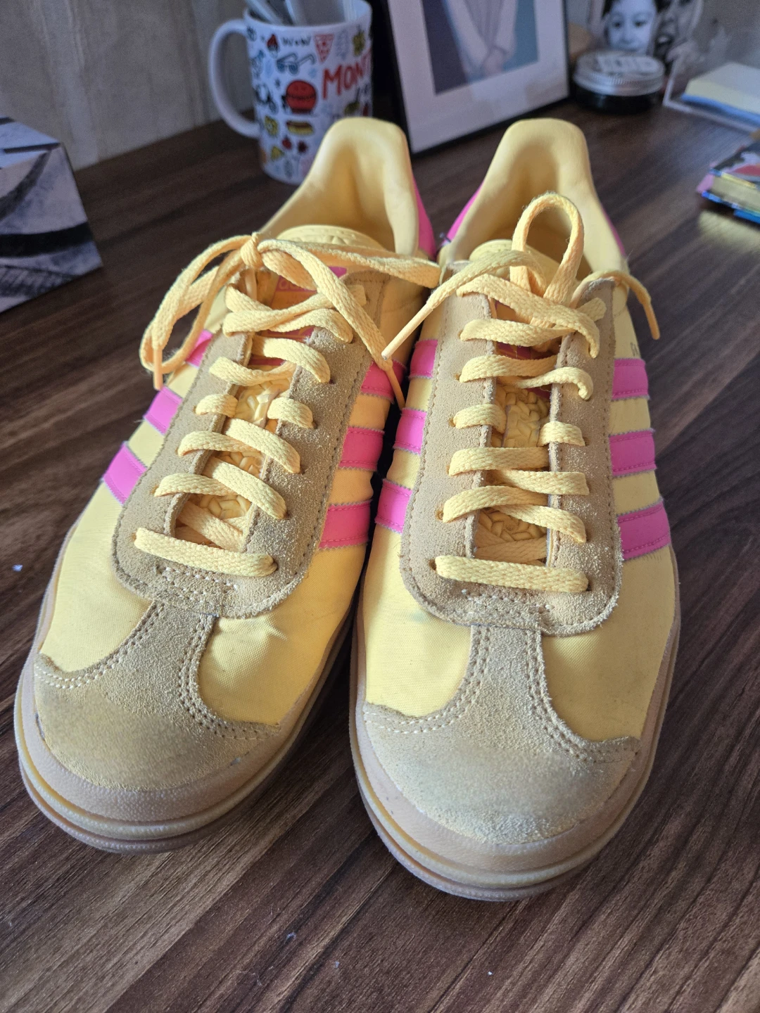 Adidas Gazelle Yellow Pink Sneakers (8.5W)