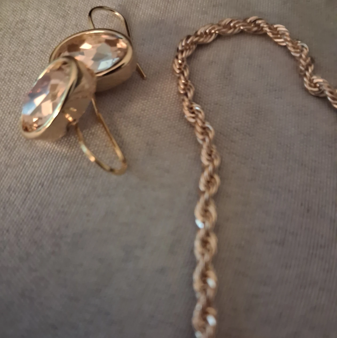 Gold Tone Rope Chain Bracelet & Oval Gemstone Earrings Set - photo 3