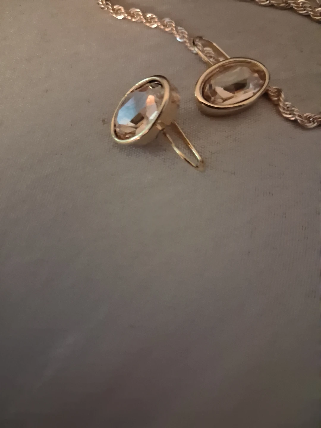 Gold Tone Rope Chain Bracelet & Oval Gemstone Earrings Set - photo 4