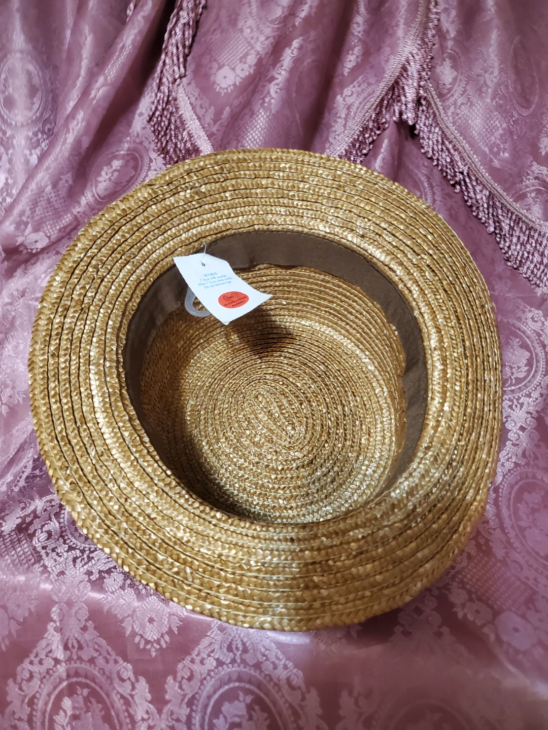 Straw Boater Hat with Lace Ribbon - photo 5