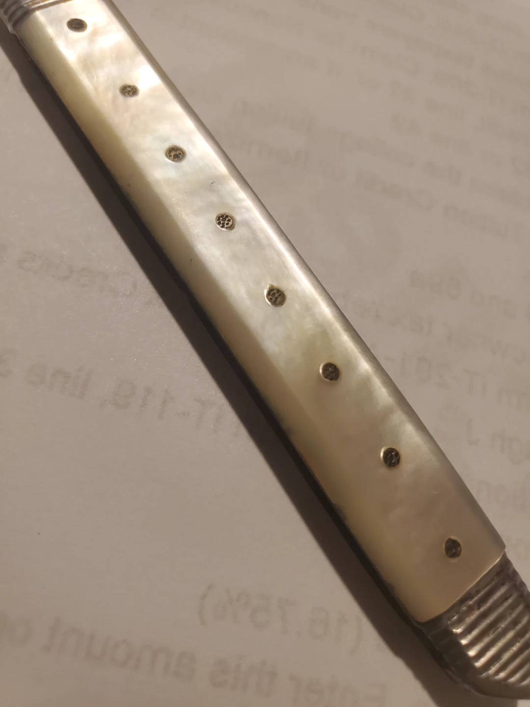 STERLING SILVER  Antique Mother of Pearl Carving Fork - photo 5