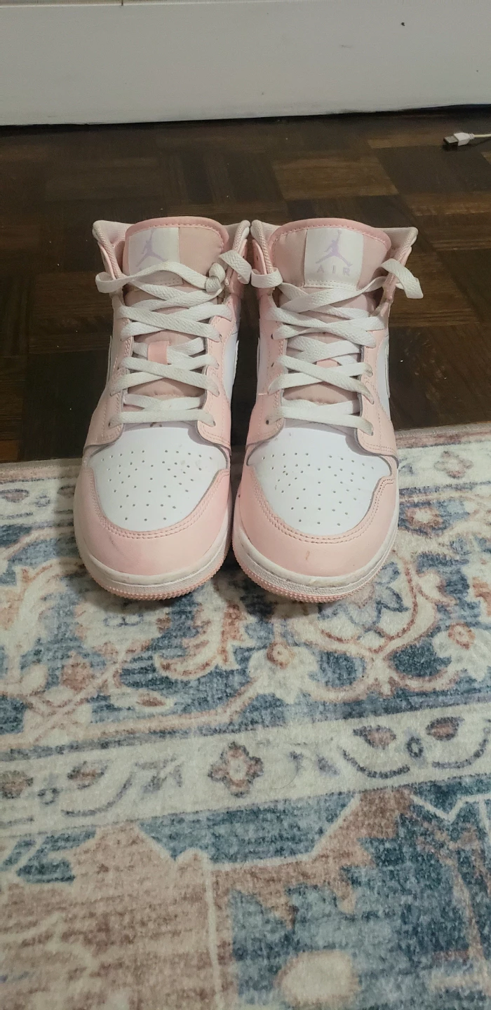 Air Jordan 1 Mid Pink & White Sneakers - photo 2
