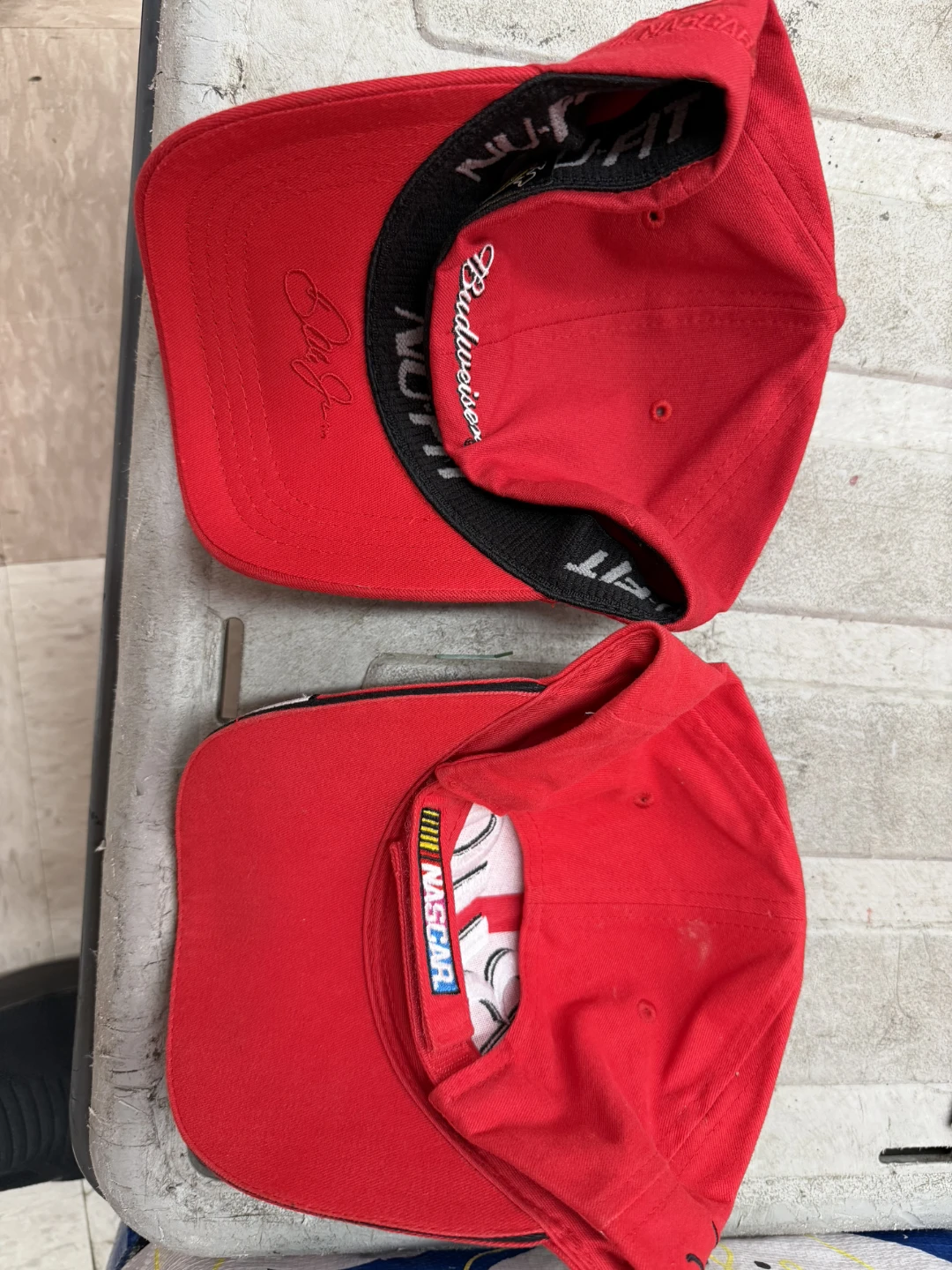 2 Red Budweiser NASCAR Caps - photo 3