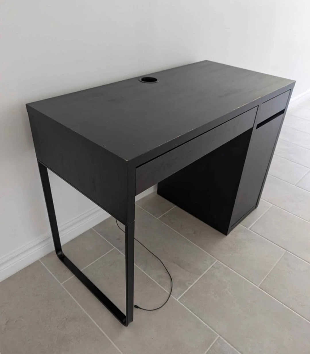 Ikea Black Desk with Drawer and Cabinet - photo 3