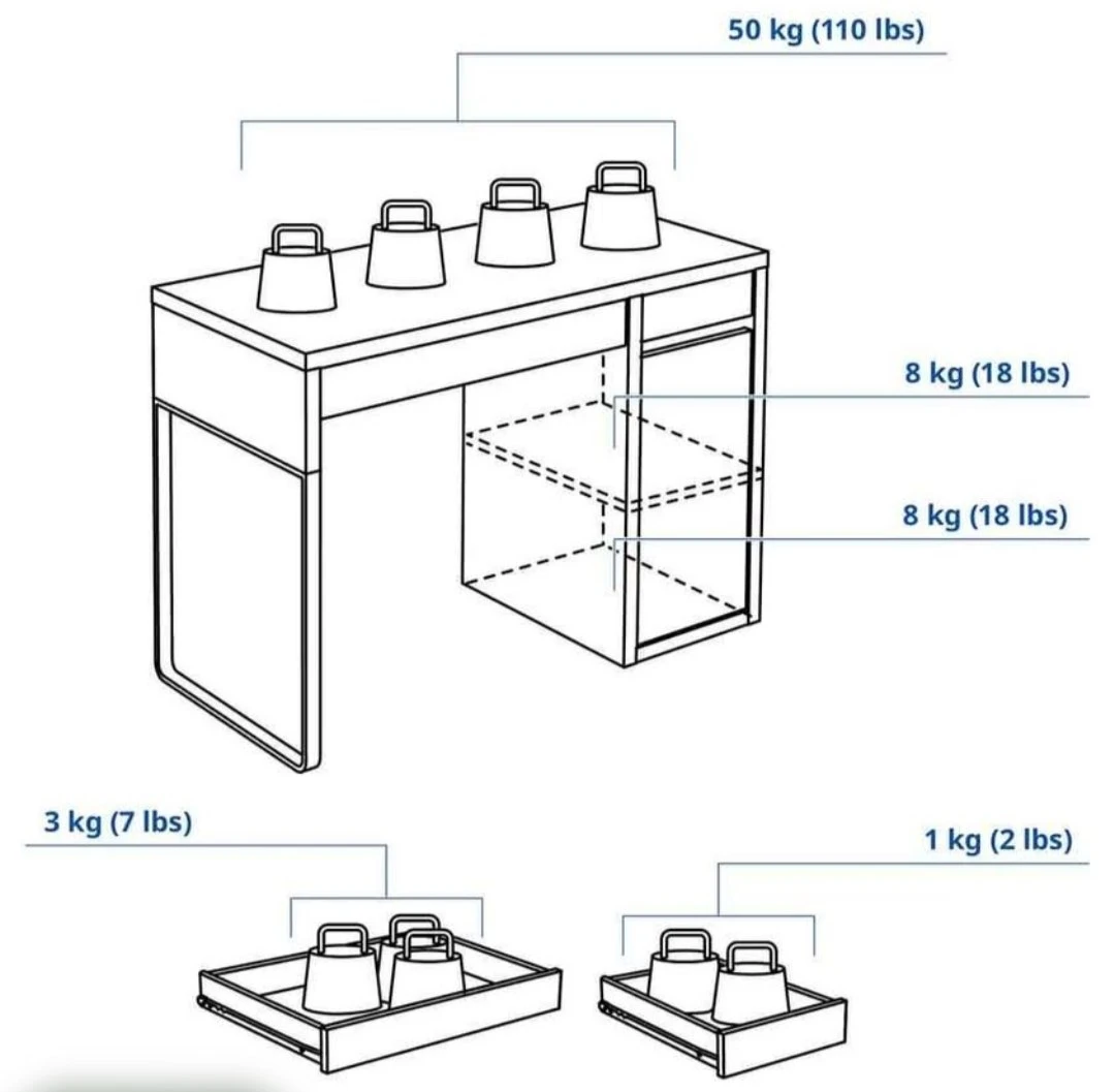 Ikea Black Desk with Drawer and Cabinet - photo 5