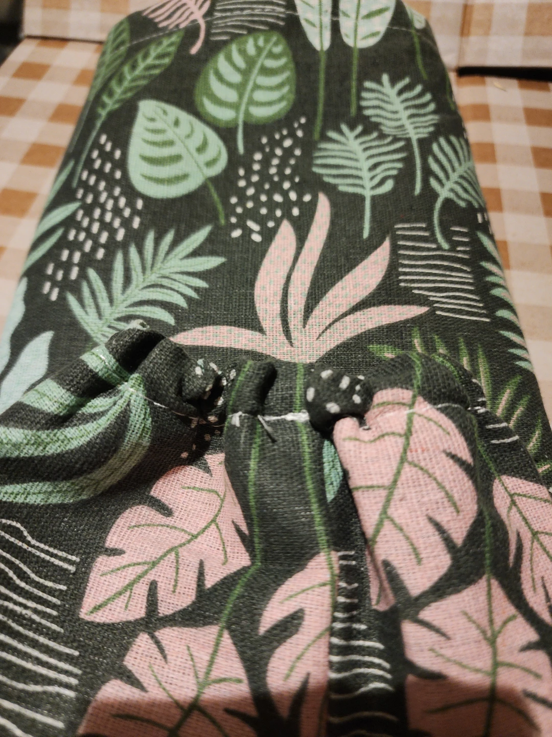 Fabric Drawstring Bag Tropical Leaf Print - photo 3